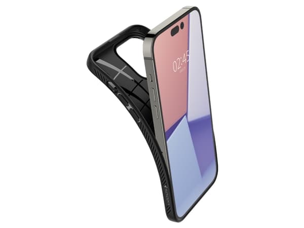 Spigen Liquid Air - Baksidesskydd för mobiltelefon - termoplastisk polyuretan (TPU) - mattsvart - för Apple iPhone 14 Pro