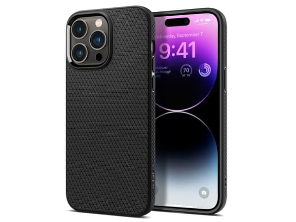 Spigen Liquid Air - Baksidesskydd för mobiltelefon - termoplastisk polyuretan (TPU) - mattsvart - för Apple iPhone 14 Pro
