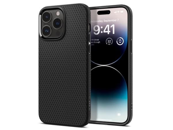 Spigen Liquid Air - Baksidesskydd för mobiltelefon - mattsvart - för Apple iPhone 14 Pro Max