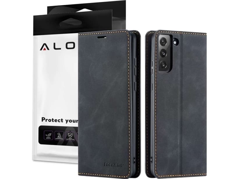 Alogy Flip Phone Case Magnetic Leather Wallet for Samsung Galaxy S22 + Plus Black Universal