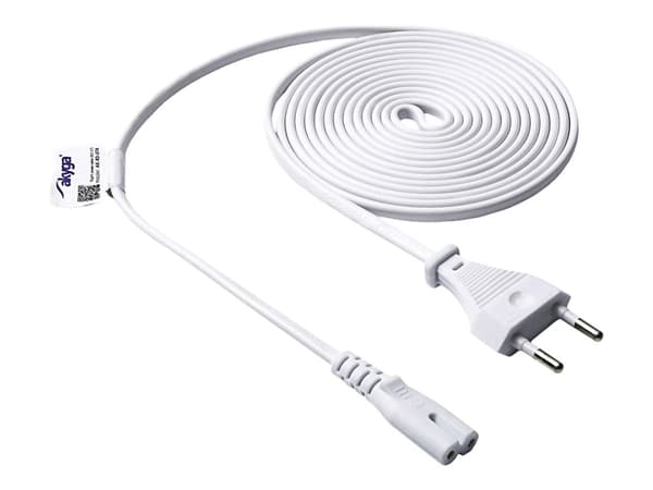 Akyga Pro Series AK-RD-07A - Strömkabel - Eurokontakt (P) till power IEC 60320 C7 - 250 V - 2.5 A - 3 m - vit