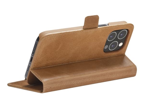 dbramante1928 Copenhagen Slim - Vikbart fodral för mobiltelefon - borstat läder - tan - för Apple iPhone 14 Pro