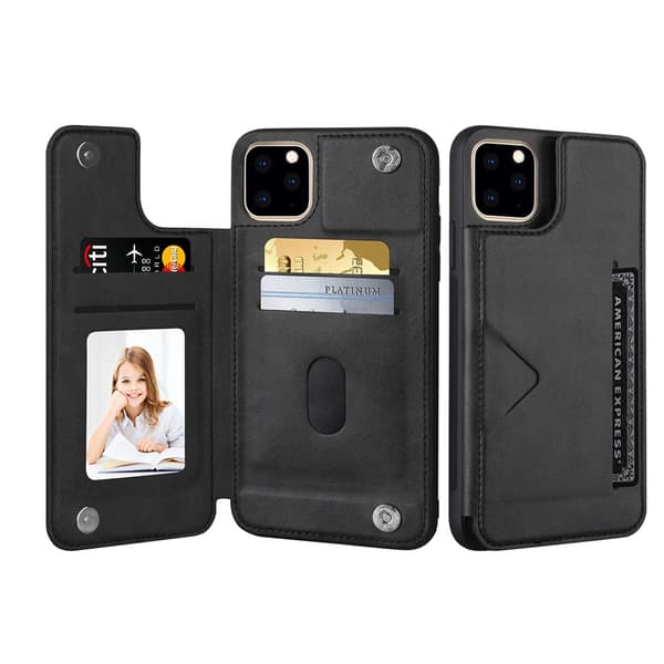 Elegant Skal med Korthållare HANMAN - iPhone 13 Pro Svart Svart
