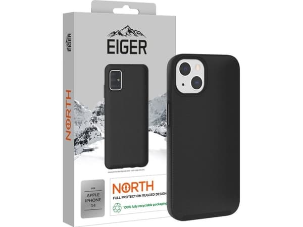 Eiger North - Baksidesskydd för mobiltelefon - robust - utomhus - polykarbonat, termoplastisk polyuretan (TPU) - svart - för Apple iPhone 14