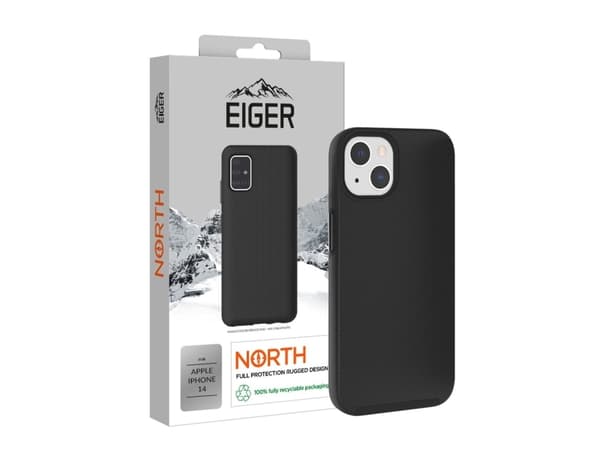 Eiger North - Baksidesskydd för mobiltelefon - robust - utomhus - polykarbonat, termoplastisk polyuretan (TPU) - svart - för Apple iPhone 14