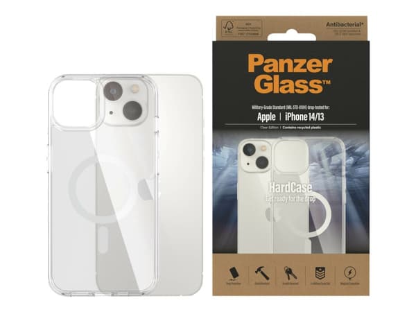 PanzerGlass HardCase - Clear Edition - baksidesskydd för mobiltelefon - MagSafe-kompatibilitet - återvunnen plast - transparent - för Apple iPhone 14