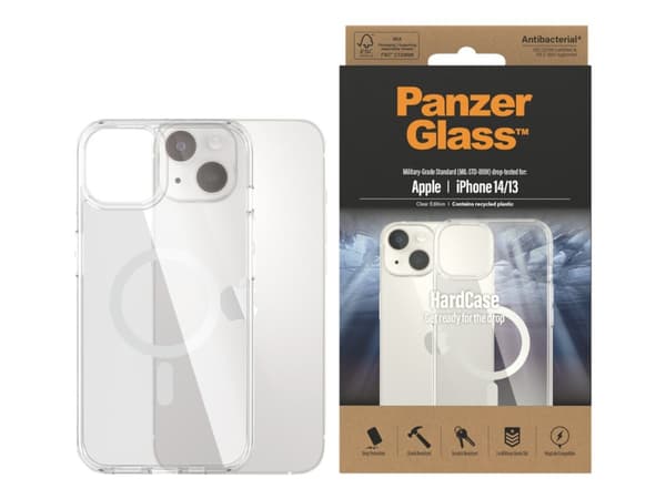 PanzerGlass HardCase - Clear Edition - baksidesskydd för mobiltelefon - MagSafe-kompatibilitet - återvunnen plast - transparent - för Apple iPhone 14