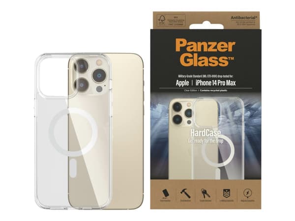 PanzerGlass HardCase - Clear Edition - baksidedeksel for mobiltelefon - MagSafe-samsvar - resirkulert plast - gjennomsiktig - for Apple iPhone 14 Pro