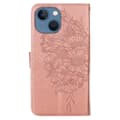 Miniatyrbild 3 av 9: iPhone 14 Plus Plånboksfodral Butterfly Flower Imprinted - Rosa Guld