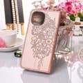 Miniatyrbild 6 av 9: iPhone 14 Plus Plånboksfodral Butterfly Flower Imprinted - Rosa Guld