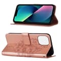 Miniatyrbild 9 av 9: iPhone 14 Plus Plånboksfodral Butterfly Flower Imprinted - Rosa Guld