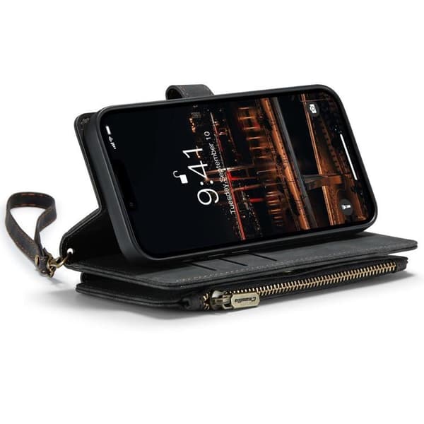 CASEME iPhone 14 Plånboksfodral C30 Zipper - Svart