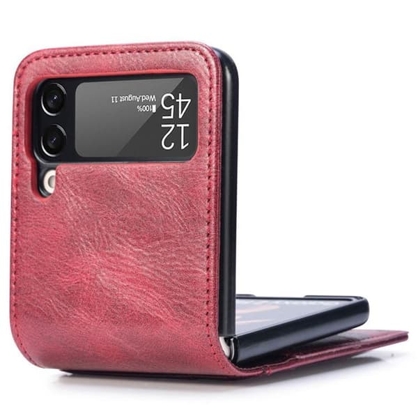 Galaxy Z Flip 4 Plånboksfodral Portable Folding - Röd