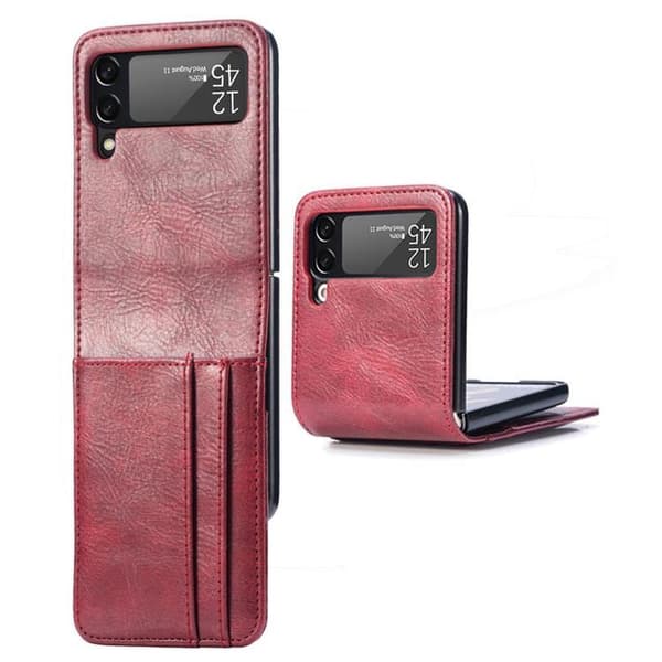 Galaxy Z Flip 4 Plånboksfodral Portable Folding - Röd