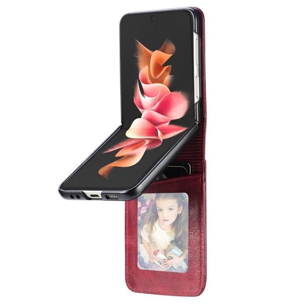 Galaxy Z Flip 4 Plånboksfodral Portable Folding - Röd