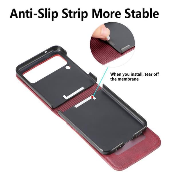 Galaxy Z Flip 4 Plånboksfodral Portable Folding - Röd