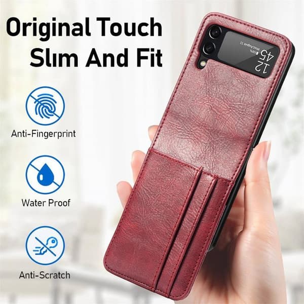 Galaxy Z Flip 4 Plånboksfodral Portable Folding - Röd