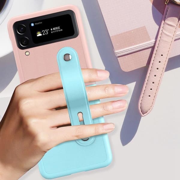 Galaxy Z Flip 4 Skal Wrist Band Kickstand - Rosa