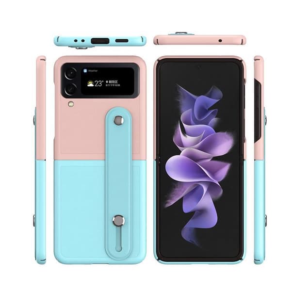 Galaxy Z Flip 4 Skal Wrist Band Kickstand - Rosa