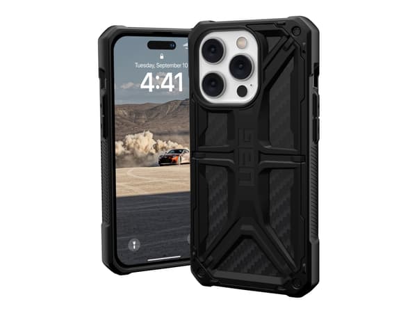 UAG Rugged Case for iPhone 14 Pro [6.1-in] - Monarch Carbon Fiber - Baksidedeksel for mobiltelefon - metall, polykarbonat, termoplast-polyuretan (TPU