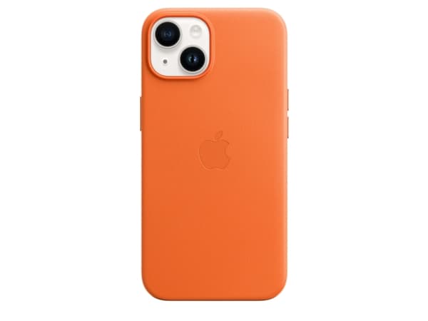 Apple - Baksidedeksel for mobiltelefon - MagSafe-samsvar - lær - oransje - for iPhone 14