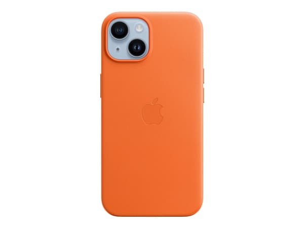 Apple - Baksidedeksel for mobiltelefon - MagSafe-samsvar - lær - oransje - for iPhone 14