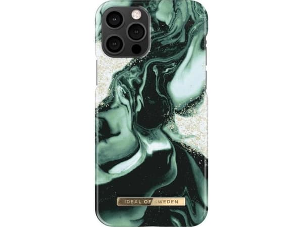 IDEAL OF SWEDEN A/W 21 - Baksidedeksel for mobiltelefon - plastikk - gyllen olivenmarmor - for Apple iPhone 12, 12 Pro