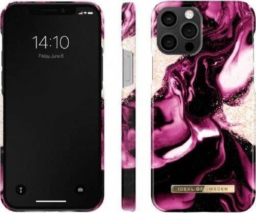 IDEAL OF SWEDEN A/W 21 - Baksidedeksel for mobiltelefon - plastikk - gyllen rubinmarmor - for Apple iPhone 12, 12 Pro