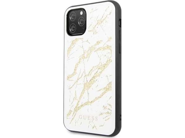 Guess Guess GUHCN58MGGWH iPhone 11 Pro biały/white hard case Glitter Marble Glass