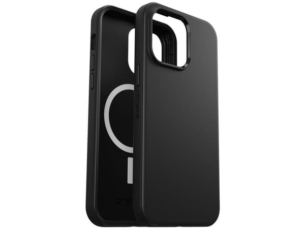 OtterBox Symmetry Series+ - Baksidedeksel for mobiltelefon - antimikrobielt - MagSafe-samsvar - polykarbonat, syntetisk gummi - svart - for Apple iPh