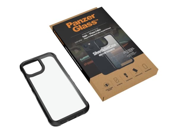 PanzerGlass PanzerGlass ClearCase iPhone 13 Mini 5.4 "black Antibacterial Military grade SilverBullet 0318