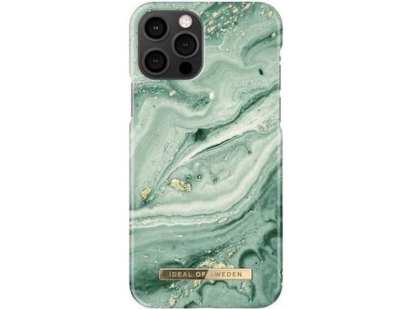 IDEAL OF SWEDEN - Baksidedeksel for mobiltelefon - plastikk - myntevirvelmarmor - gulltonet preget logo - vår / sommer 21 - for Apple iPhone 12, 12 P