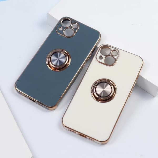 Luksuriøst stilig deksel 'iPhone 14 Pro' med ringstativfunksjon Gold