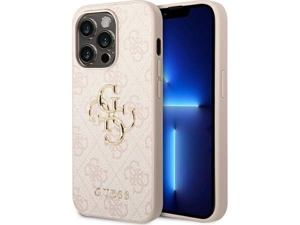 Guess GUHCP14X4GMGPI iPhone 14 Pro Max 6,7" rosa/pink 4G skal, stor metall-logotyp