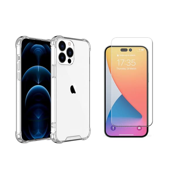 iPhone 14 Pro Max 1 Set Stötdämpande Silikonskal med Skärmskydd