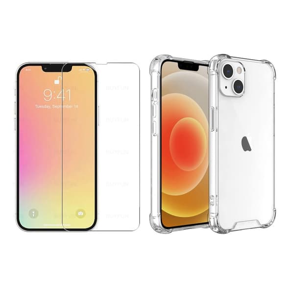iPhone 14 Plus - 1 Set Stötdämpande Silikonskal med Skärmskydd