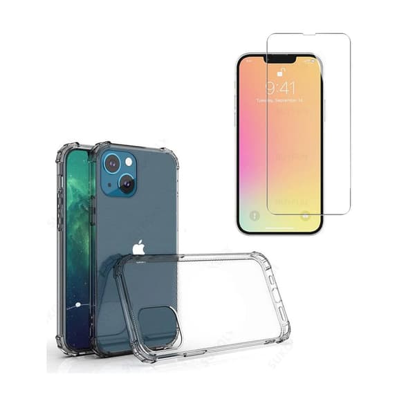 iPhone 14 Plus - 1 Set Stötdämpande Silikonskal med Skärmskydd