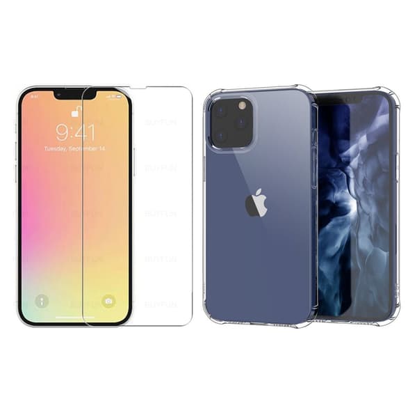 iPhone 13 Pro - 1 Set Stötdämpande Silikonskal med Skärmskydd