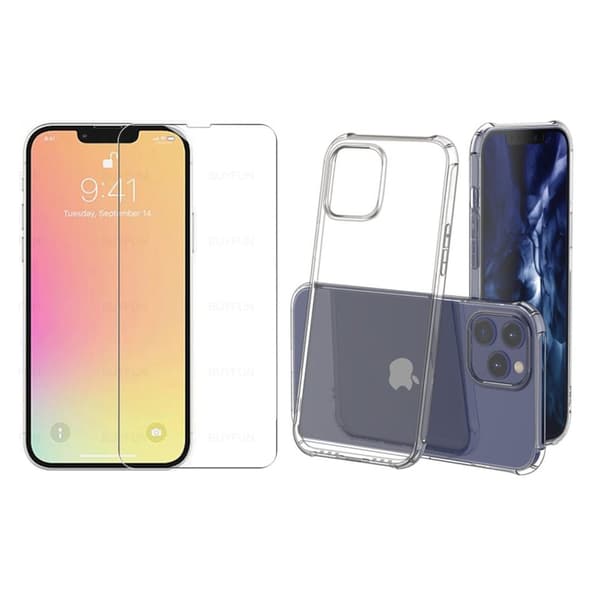 iPhone 13 Pro - 1 Set Stötdämpande Silikonskal med Skärmskydd