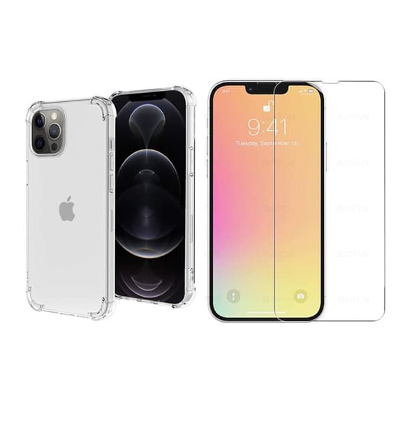 iPhone 13 Pro - 1 Set Stötdämpande Silikonskal med Skärmskydd
