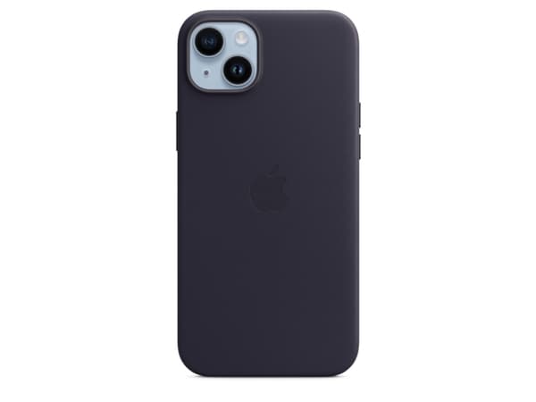Apple - Baksidesskydd för mobiltelefon - MagSafe-kompatibilitet - läder - midnatt - för iPhone 14 Plus