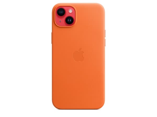 Apple - Baksidesskydd för mobiltelefon - MagSafe-kompatibilitet - läder - orange - för iPhone 14 Plus