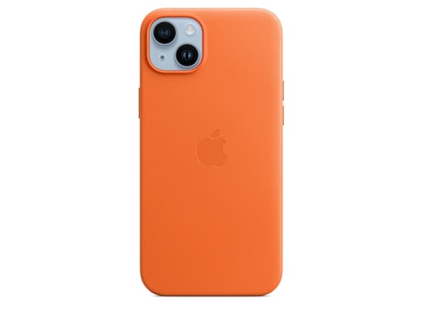 Apple - Baksidesskydd för mobiltelefon - MagSafe-kompatibilitet - läder - orange - för iPhone 14 Plus