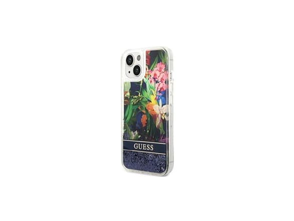 Guess GUHCP14MLFLSB iPhone 14 Plus/ 15 Plus 6.7" blue hardcase Flower Liquid Glitter