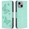 Miniatyrbild 1 av 7: iPhone 14 Plus Plånboksfodral Butterfly Imprinted - Turkos
