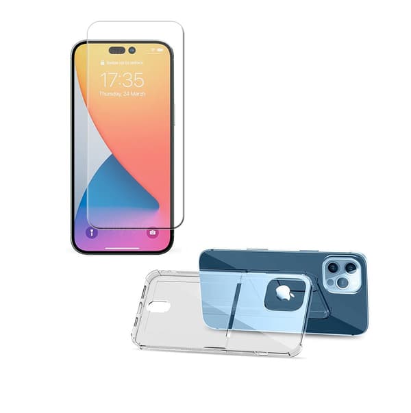 iPhone 14 Pro - 1 Set Skal med Korthållare och Skärmskydd