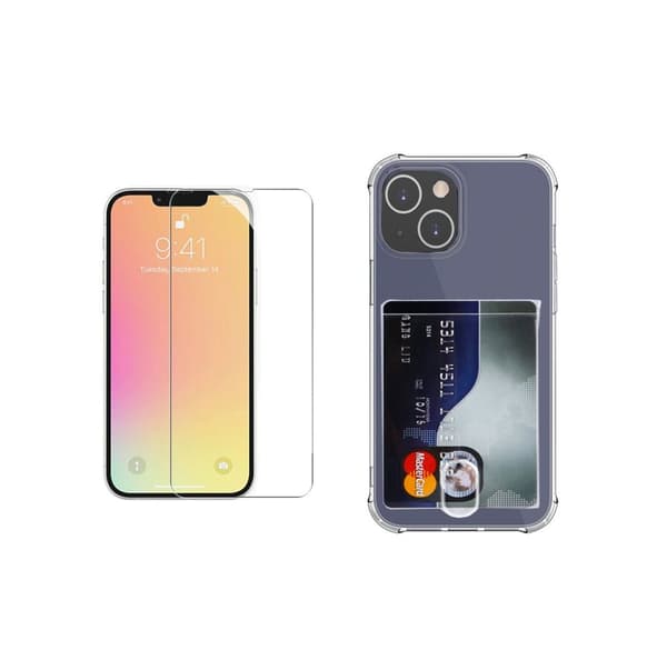 iPhone 14 Plus - 1 Set Skal med Korthållare och Skärmskydd