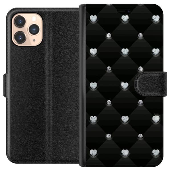 Apple iPhone 11 Pro Lompakkokotelo Bling Sydän