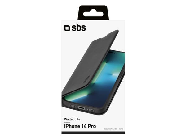 SBS TEBKLITEIP1461PK, Plånbok, Apple, iPhone 14 Pro, 15,5 cm (6.1"), Svart
