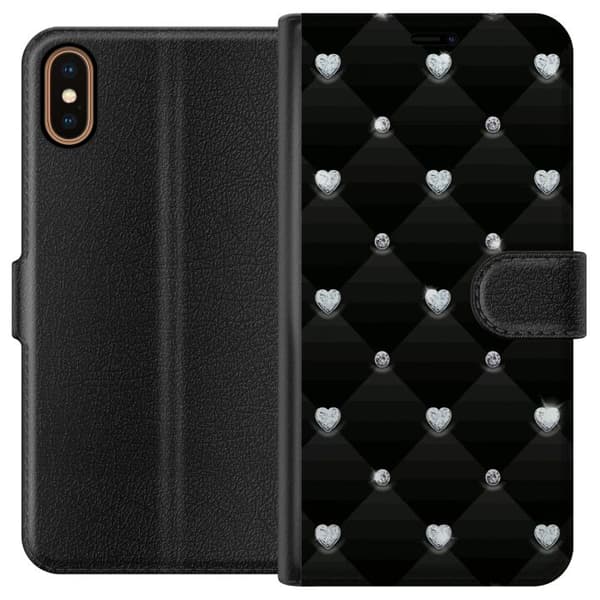 Apple iPhone XS Tegnebogsetui Bling Hjerte